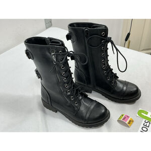 Girls Excellent Condition Soda Combat Style Midcalf Boots 2 Black Low Heel
